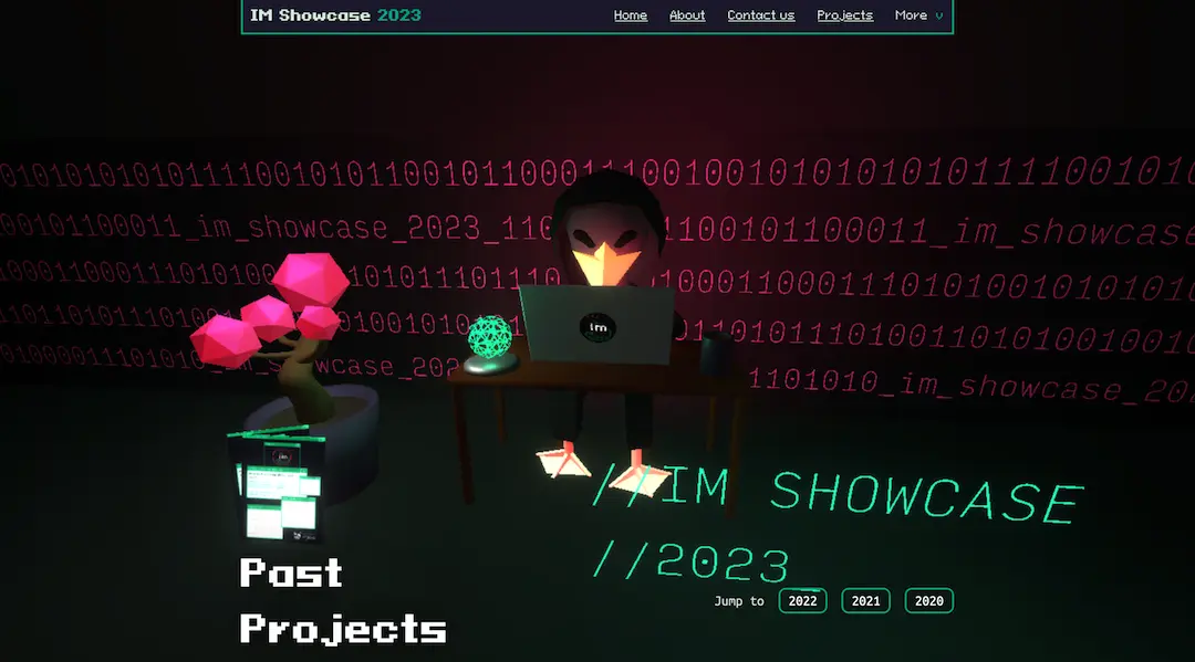 A screenshot of the interactive 3d scene at the top of the past-projects page